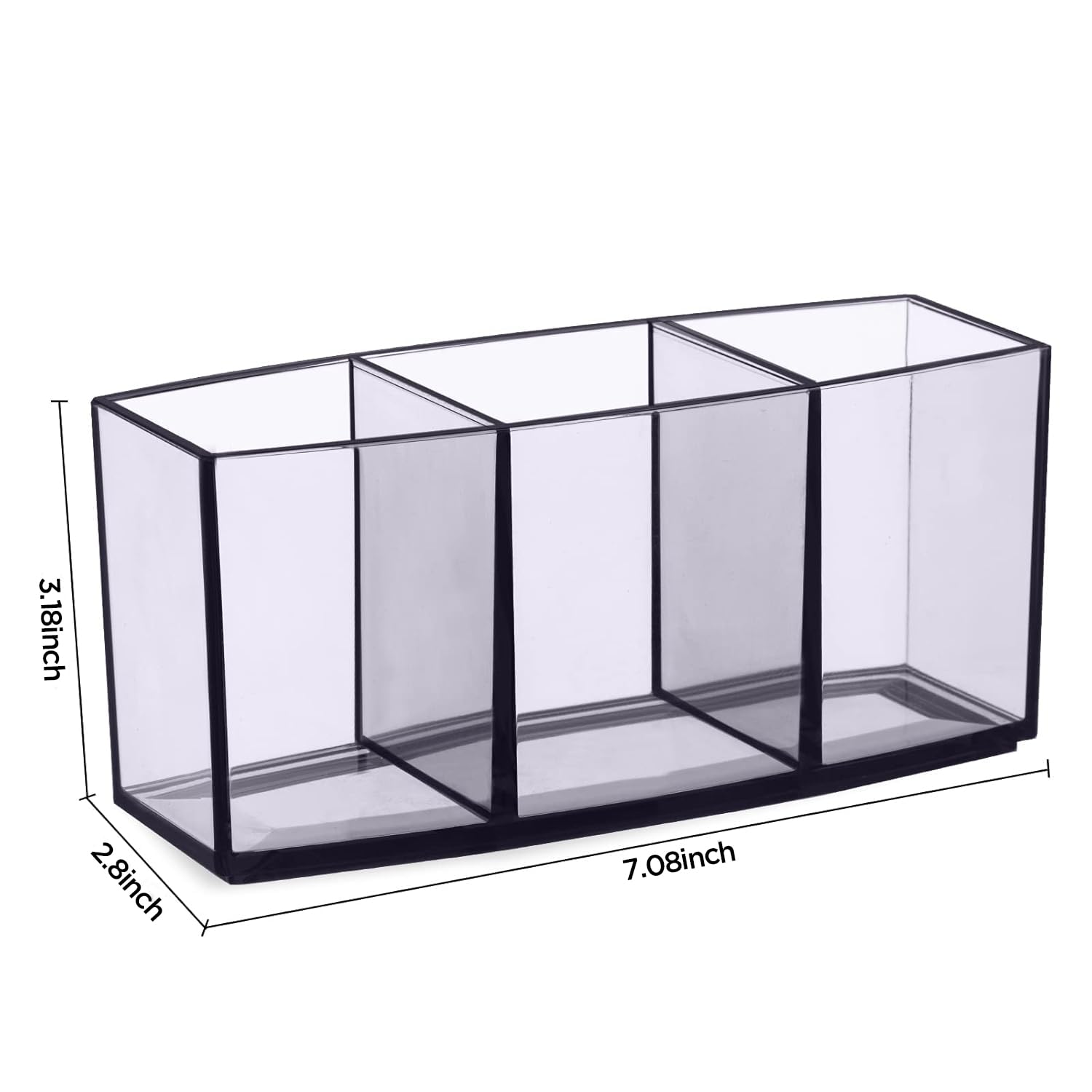 HBlife Clear Makeup Brush Holder Organizer with 3 Slots 1