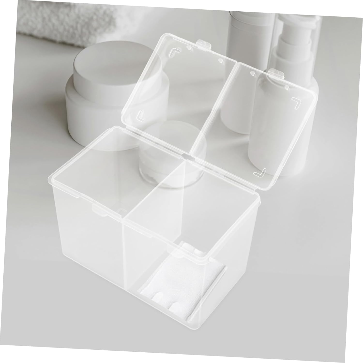 PACKOVE Cotton Pads Storage Box with Compartment Design