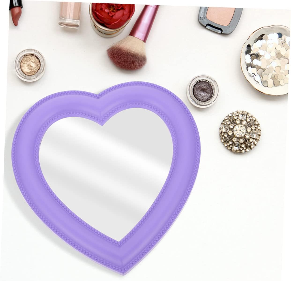 2pcs Heart-Shaped Makeup Mirrors Wall-Mounted Desktop Use