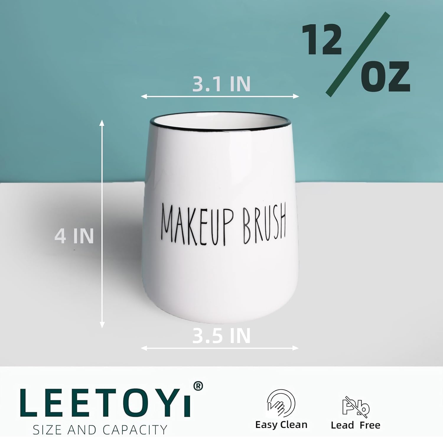 LEETOYI Ceramic Makeup Brush Holder White