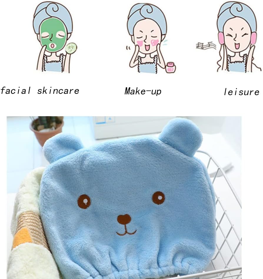 Anller 2 Pack Hair Drying Cap for Kids Girls