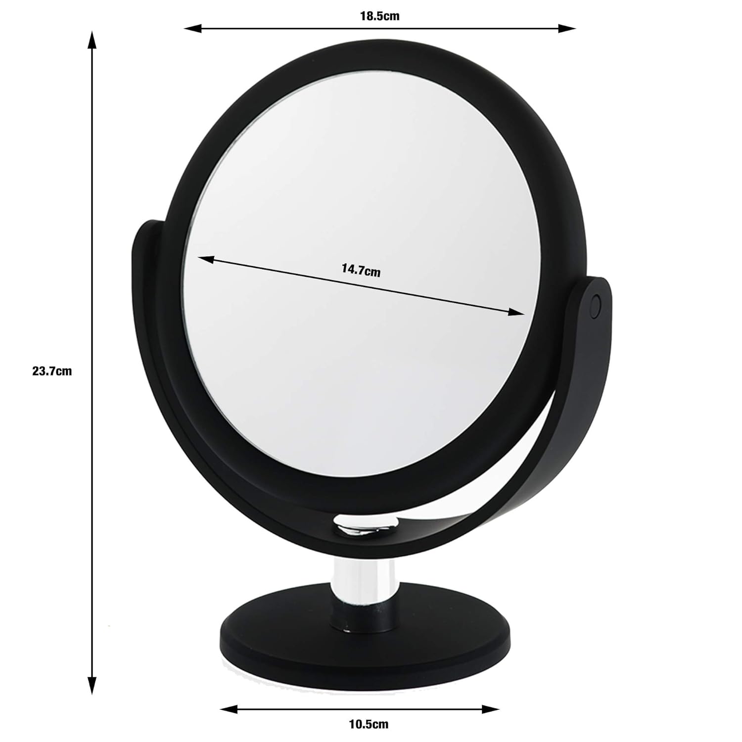 Danielle Creations Soft Touch Black Round Vanity Mirror 10X Magnification