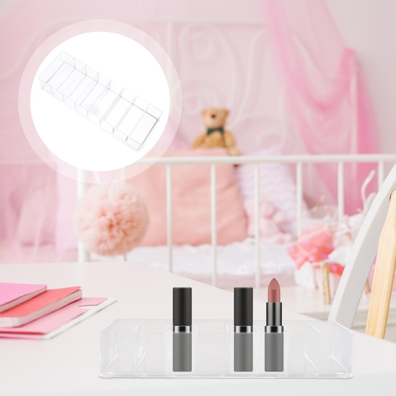 LALAFINA Acrylic Cosmetic Display Case with 8 Storage Spaces 1