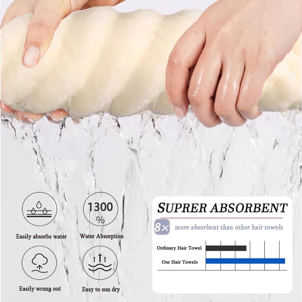 Jenmex 3-Pack Microfiber Hair Towel Wrap with Button