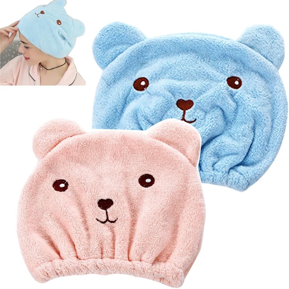 Anller 2 Pack Hair Drying Cap for Kids Girls