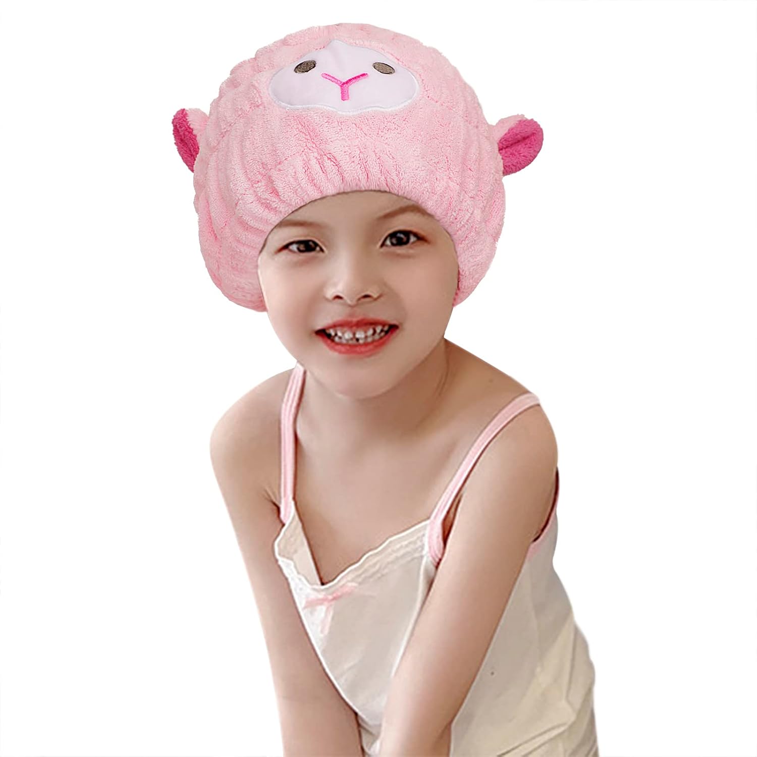Cute Plush Lamb Hair Drying Cap with Ears