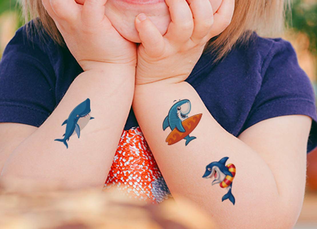COKOHAPPY Shark Temporary Tattoos 54pcs Ocean Party Decor