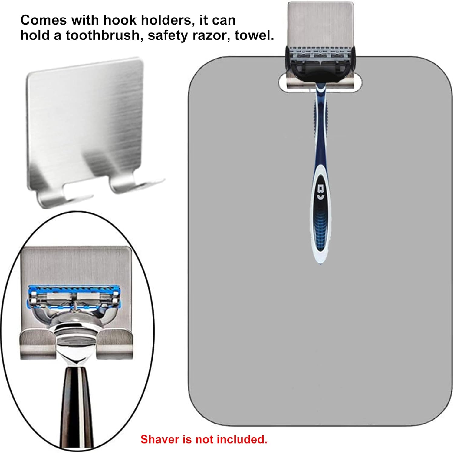 Yosoo Square Anti-Fog Shaving Mirror with Stand