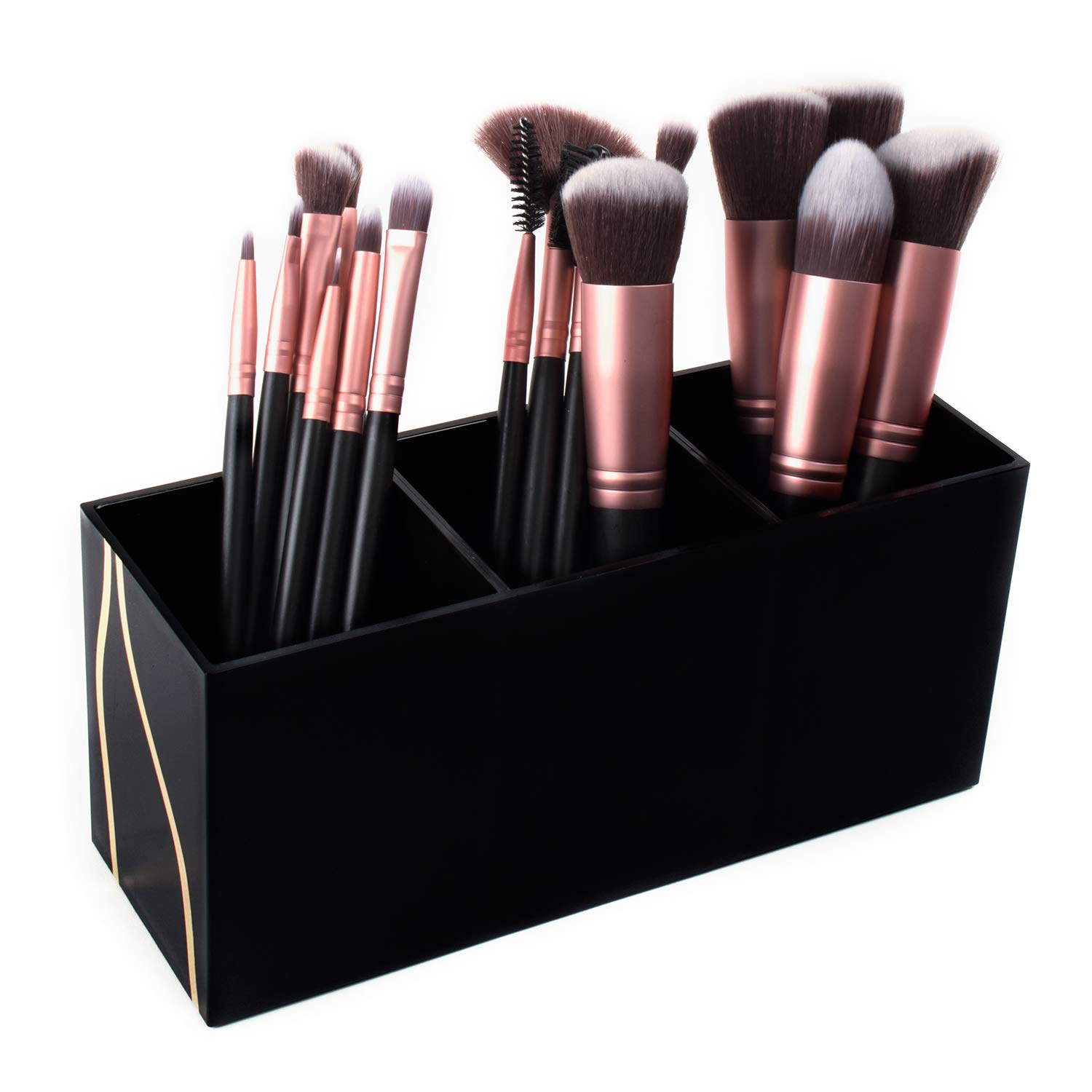 Super Z Outlet 3 Slot Makeup Display Case Black Gold
