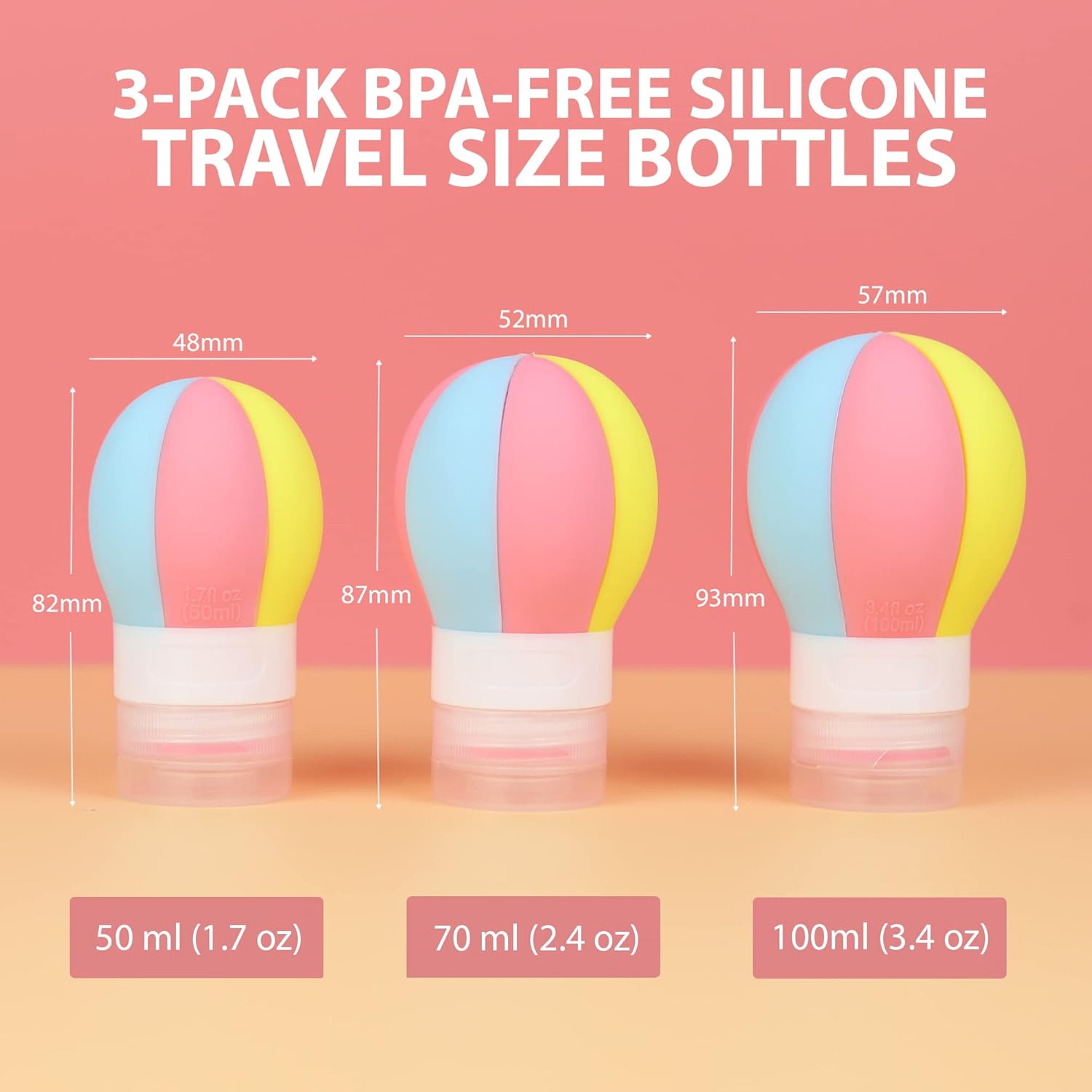 Primo Lines 3-Piece Hot Air Balloon Travel Bottles Set