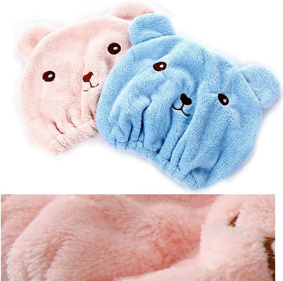Anller 2 Pack Hair Drying Cap for Kids Girls