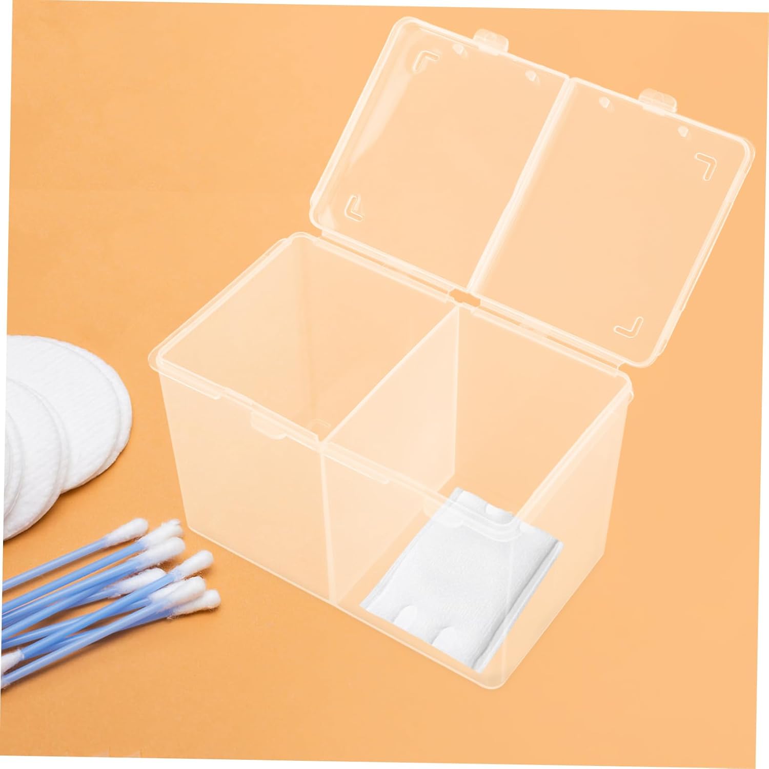 OATIPHO Cotton Pads Holder Case Durable Storage Box with Compartments