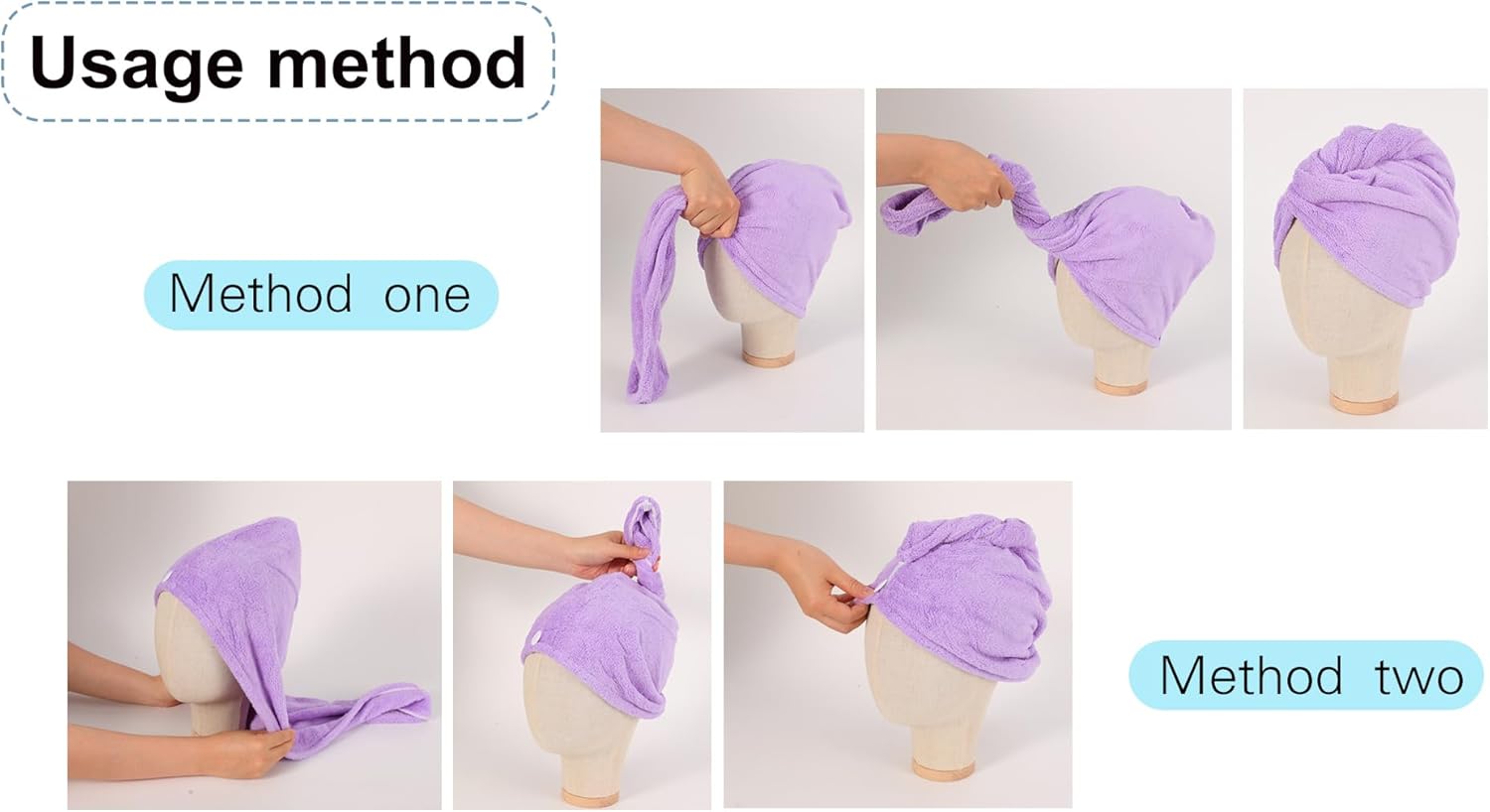 3 Pack Microfiber Hair Turbans for Quick Drying