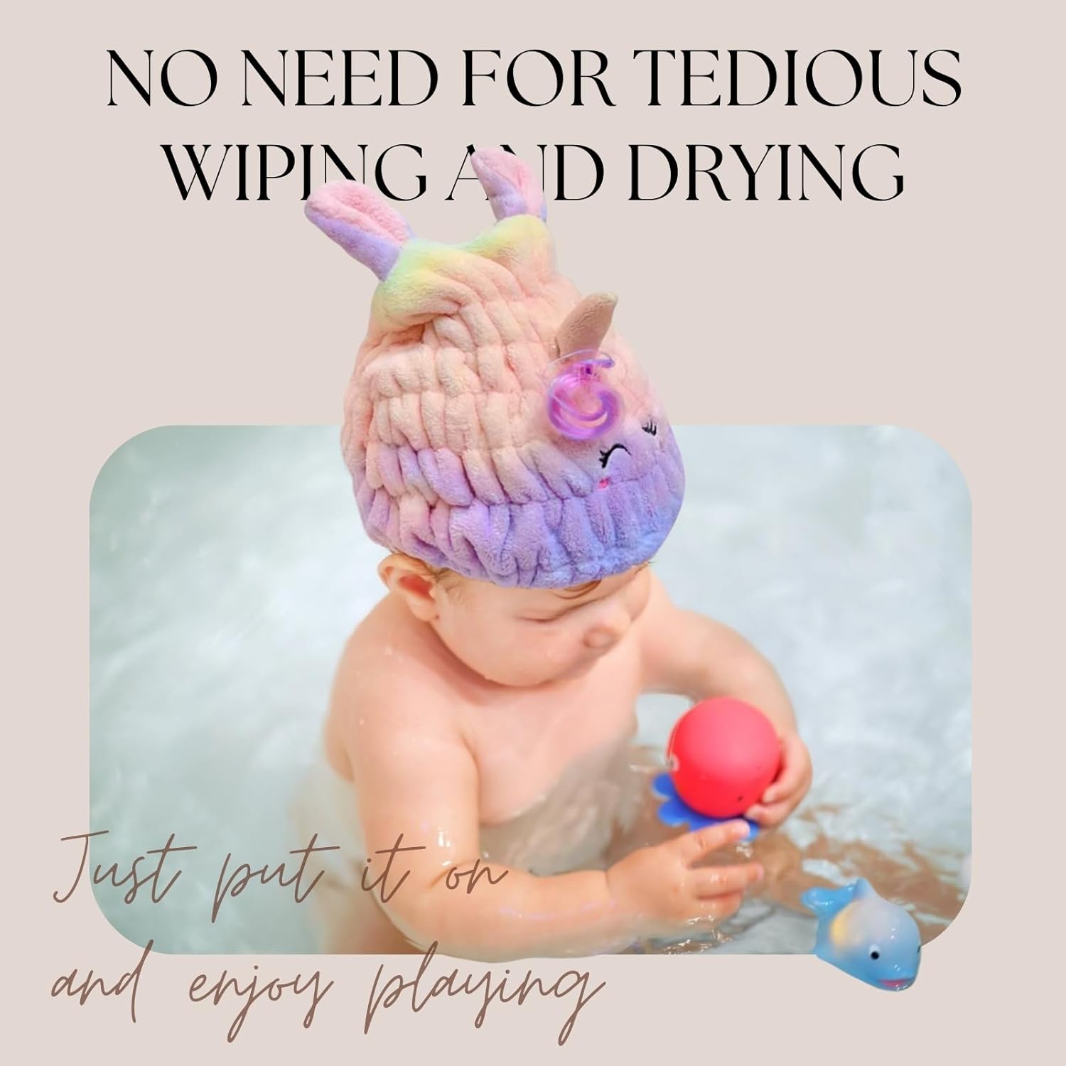 LCBD Microfiber Hair Towel Wrap for Kids Unicorn Design