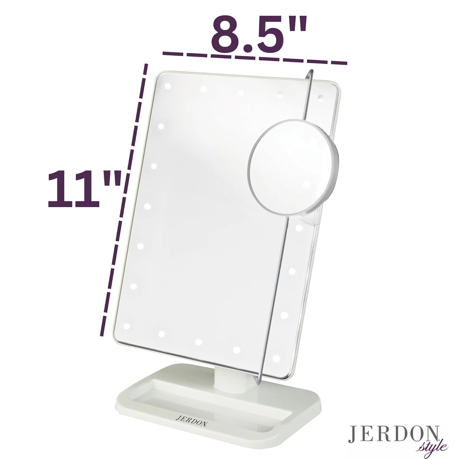 Jerdon 8x11 Lighted Vanity Mirror with 10X Magnification