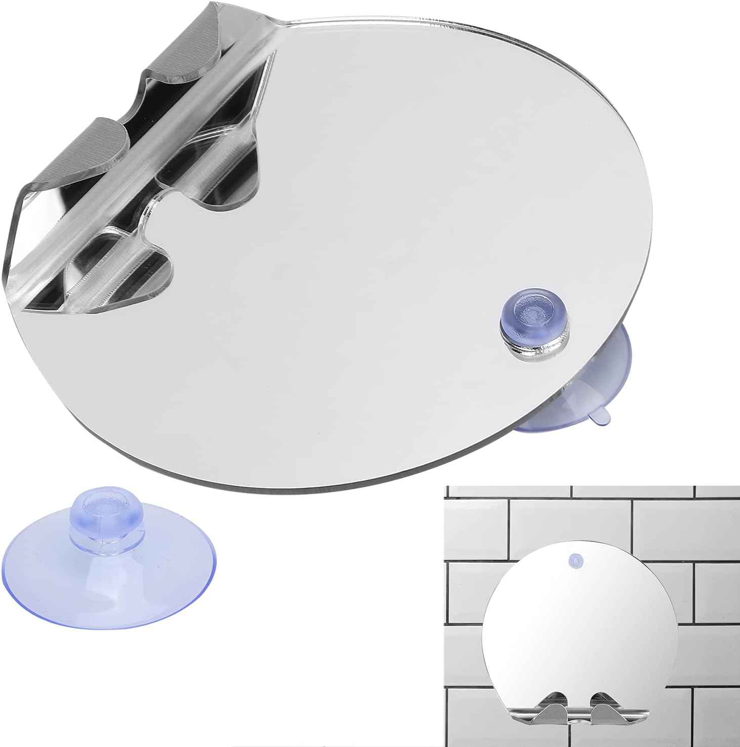 Fog Less Shower Mirror with Suction Cup Hook