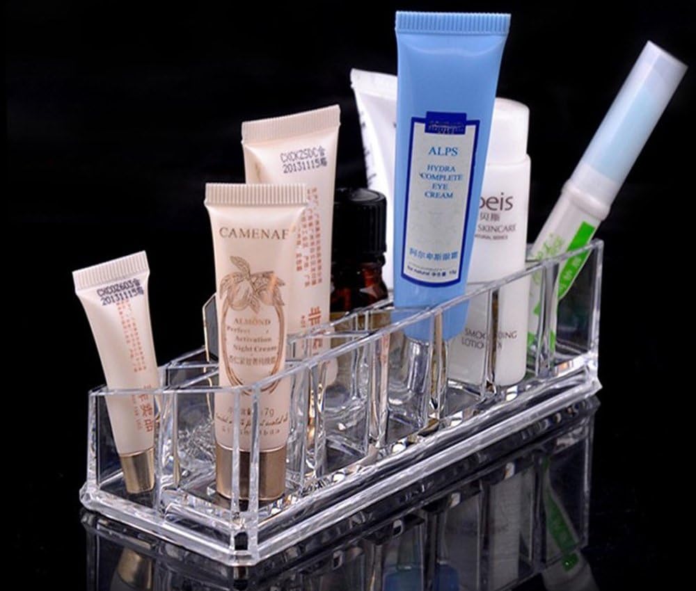 Yakri Clear Acrylic Cosmetic Display Stand with 12 Compartments