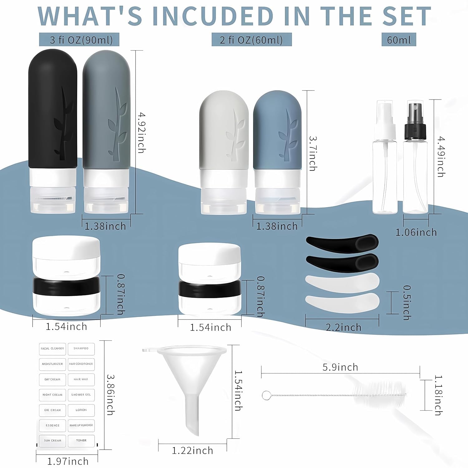 18-Pack TSA Approved Leak Proof Travel Bottles Set