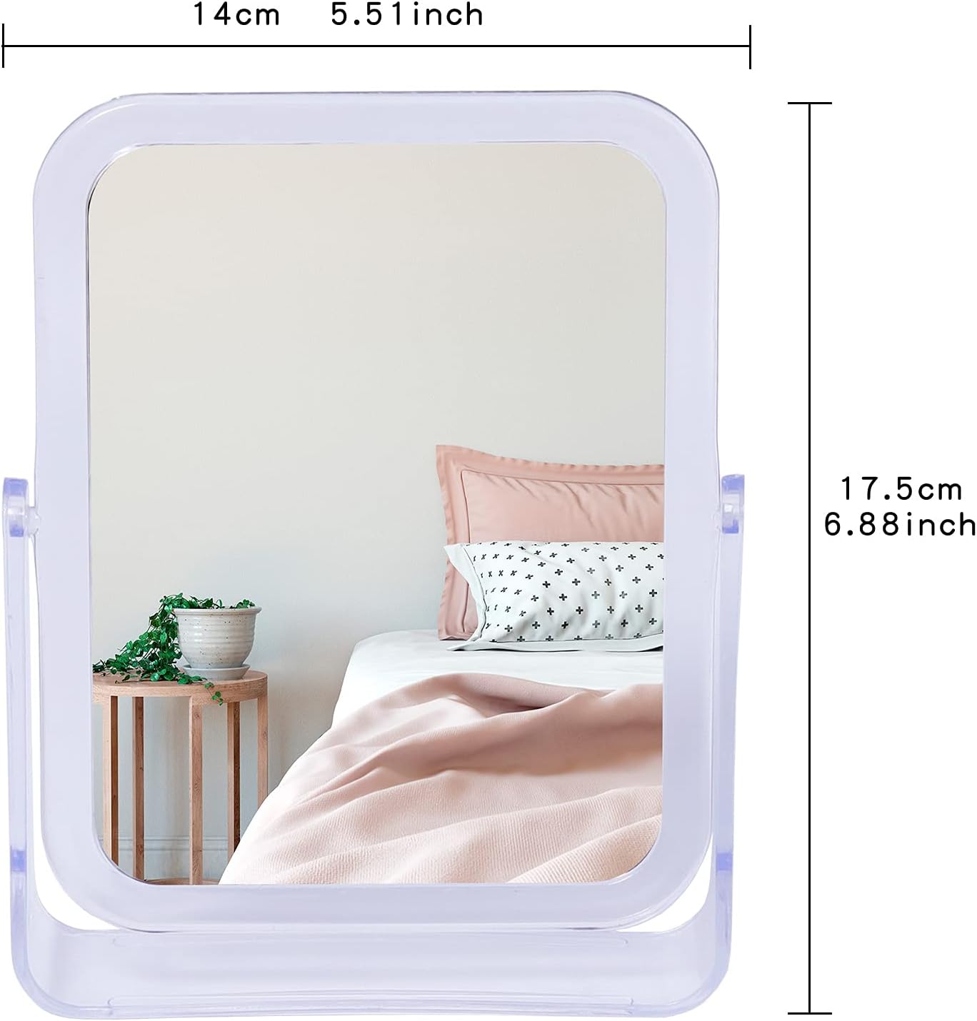 LONGSHENG Desk Makeup Mirror 360 Rotation Flexible with Stand