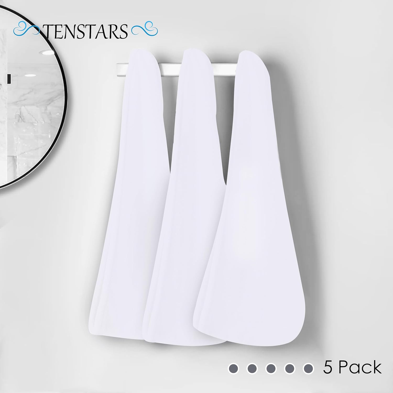 TENSTARS 5 Pack Microfiber Hair Towel Wrap with Elastic Loop Design