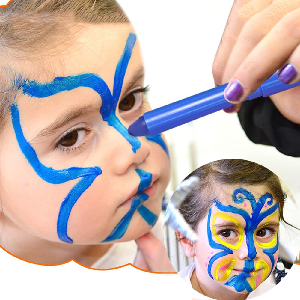 SIQITECHNO 6Pcs UV Glow Face Paint Crayons for Halloween Party