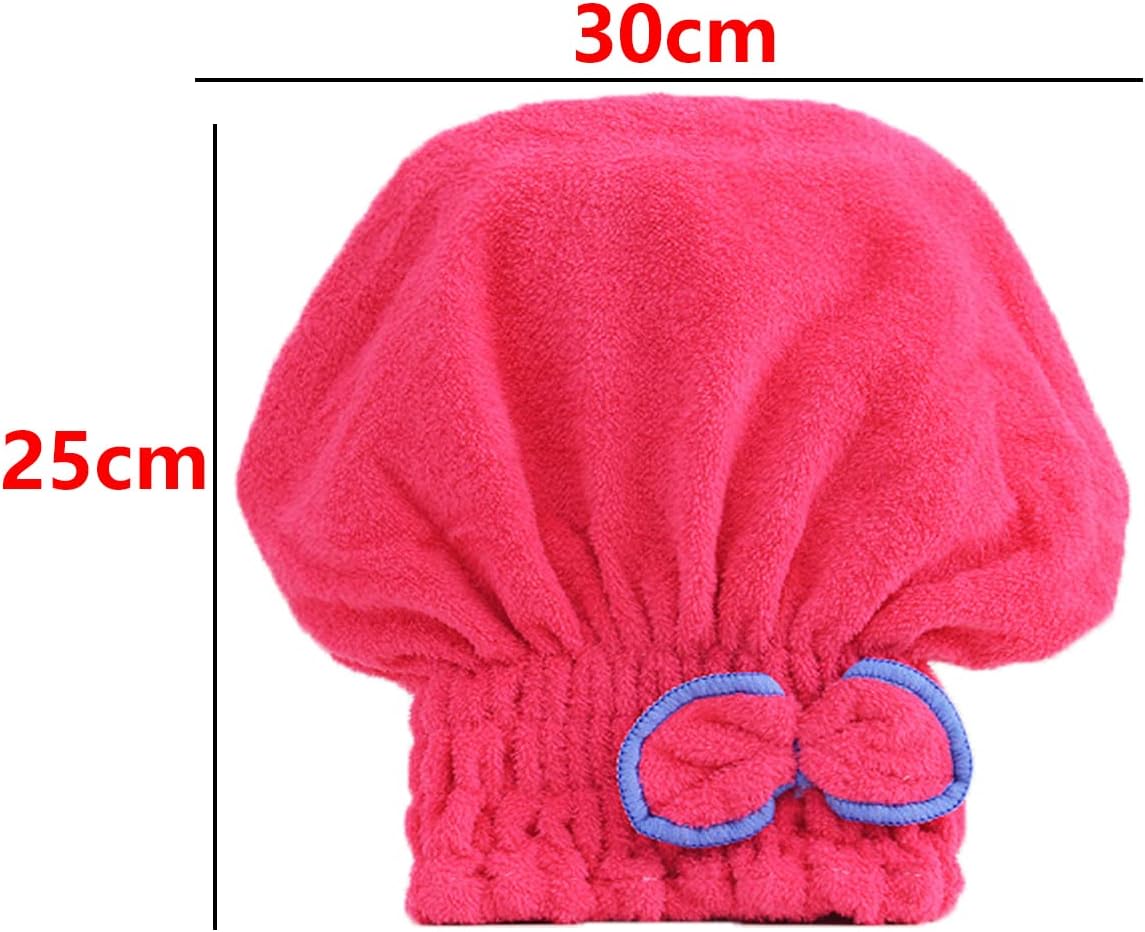 JIEOU Microfiber Hair Drying Cap 3 Packs Red Pink Yellow