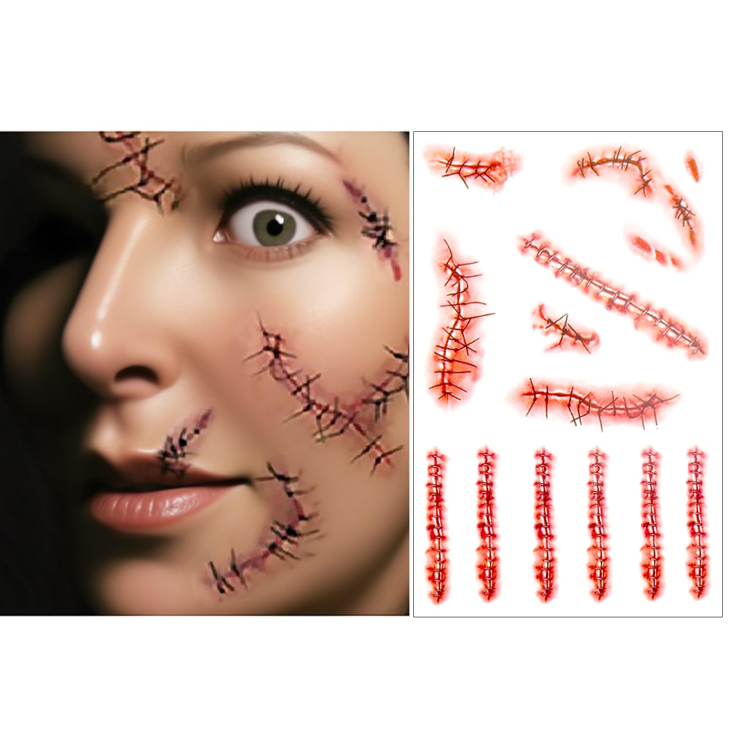 Horror Realistic Fake Blood Wound Stickers 5pcs