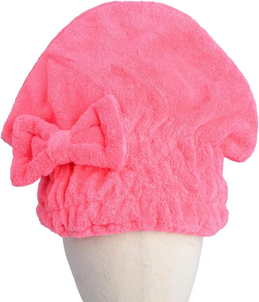 HOPESHINE Microfiber Hair Towel Cap - Black Rose Red 2 Pack