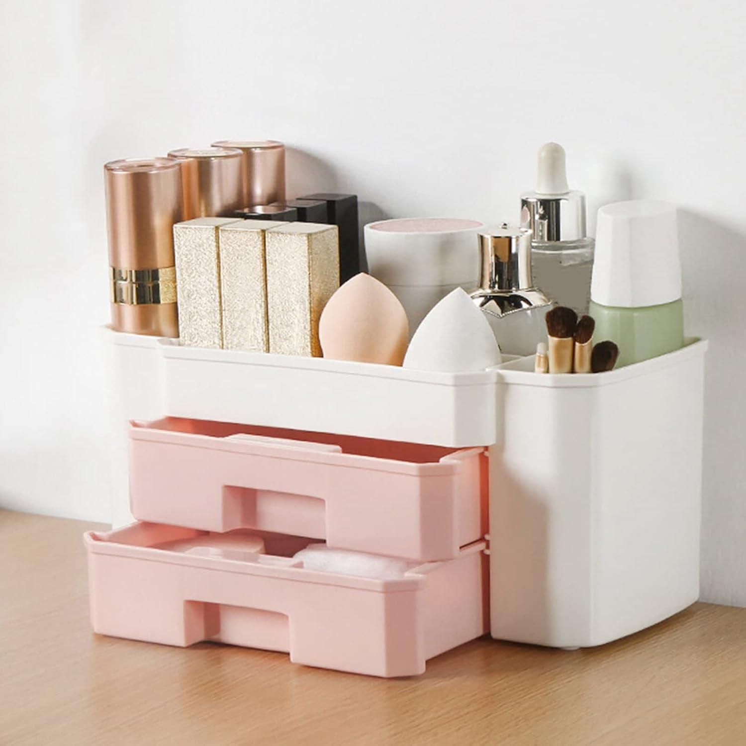 HMDABD Cosmetic Organizer With Drawers Clear Plastic Case