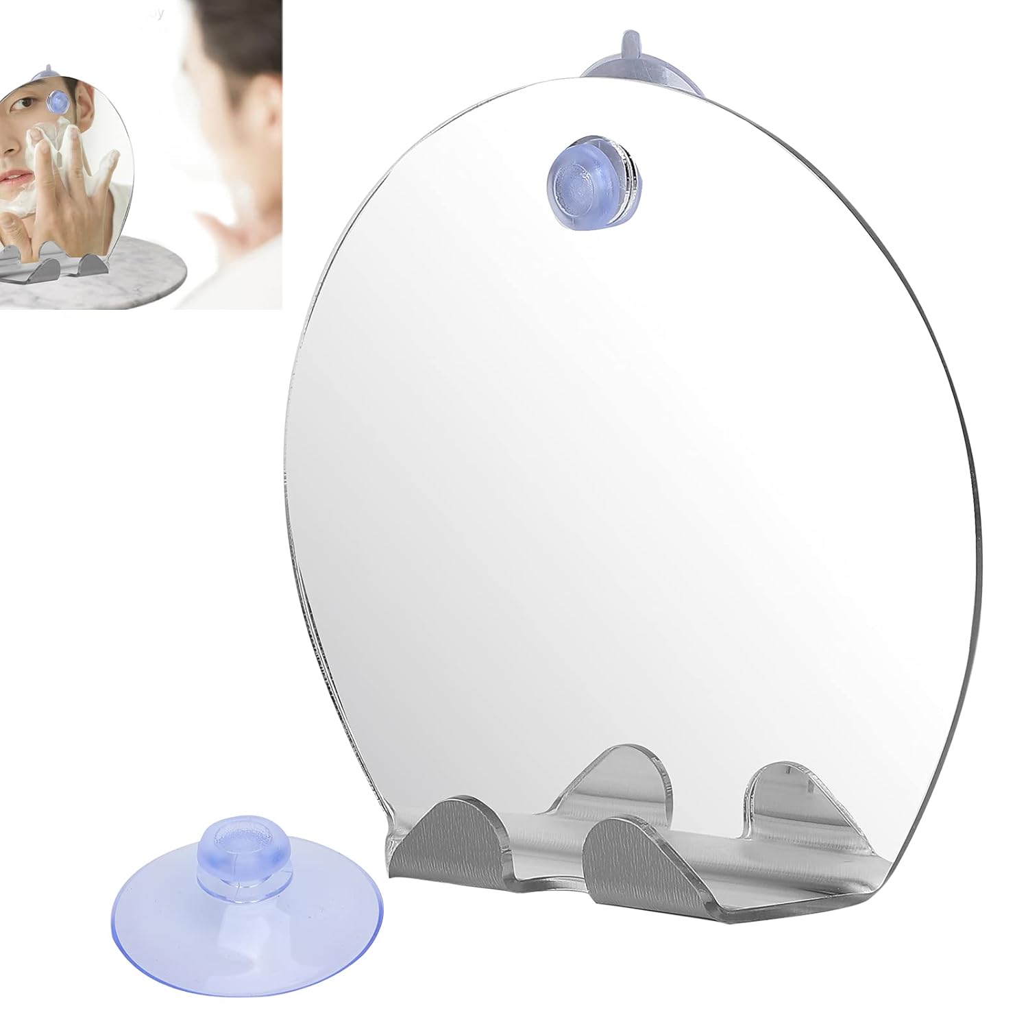 Fogless Round Shower Mirror with Suction Hook