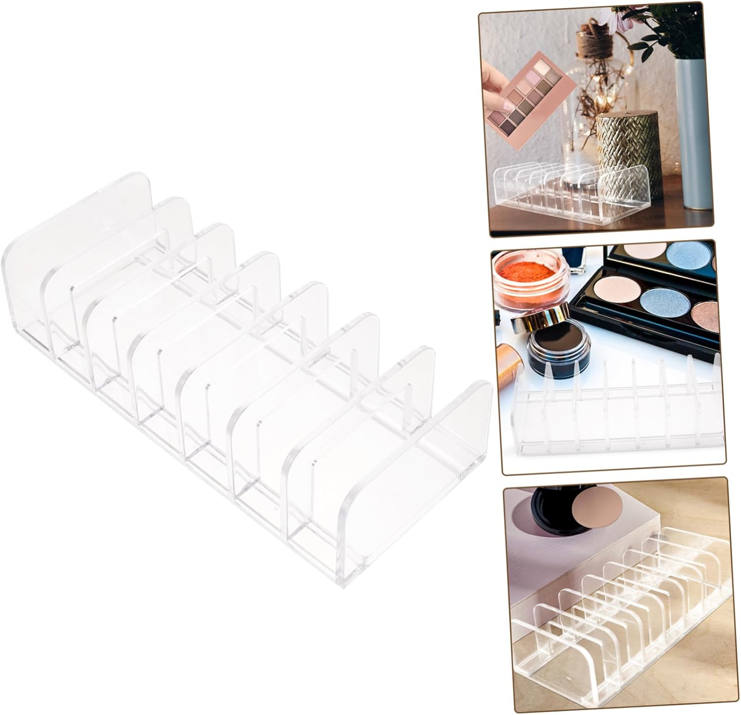 ELAYARD Makeup Holder Transparent Divided Organizer for Eyeshadow and Blusher Storage