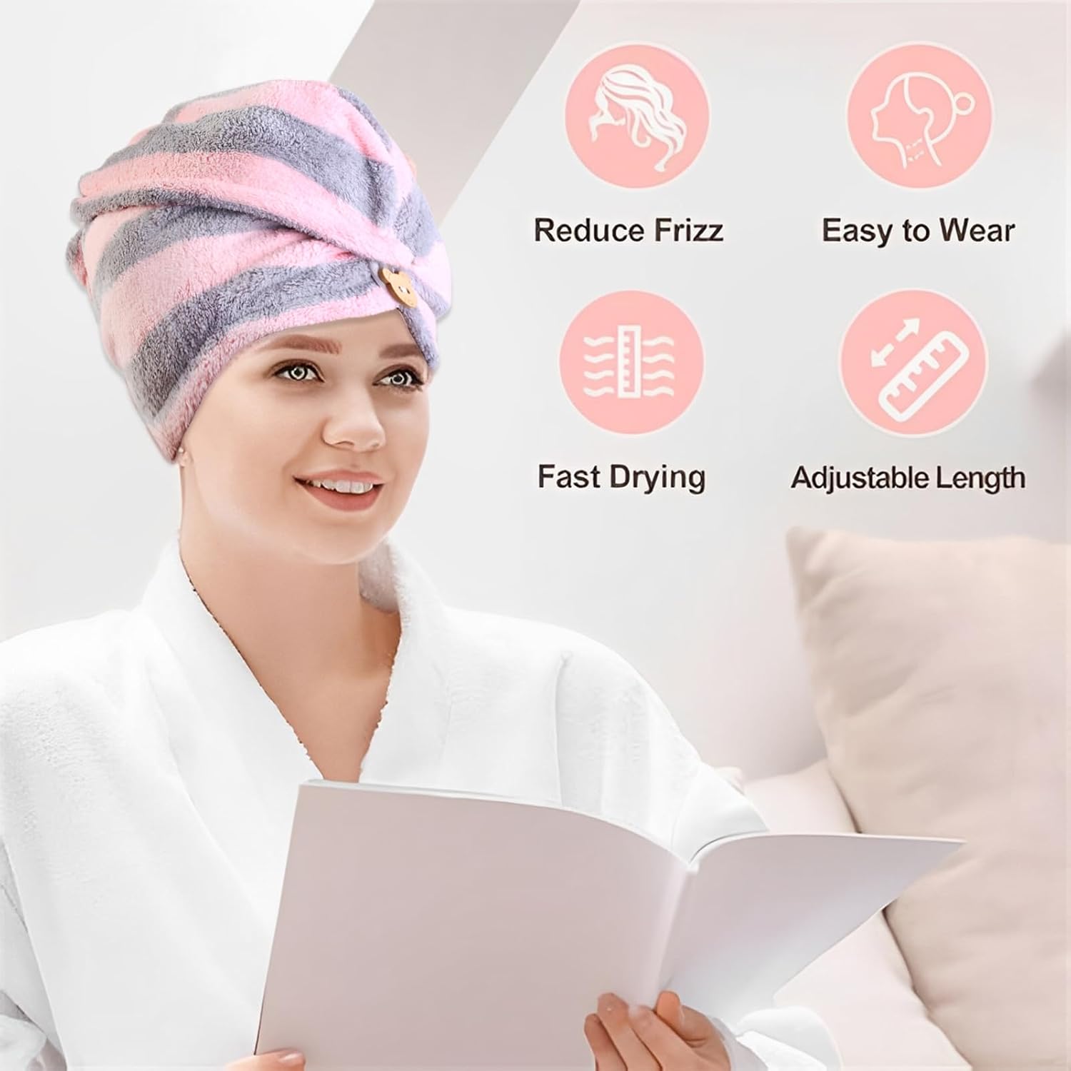 3 Pack Microfiber Hair Towel Wrap for Women 1