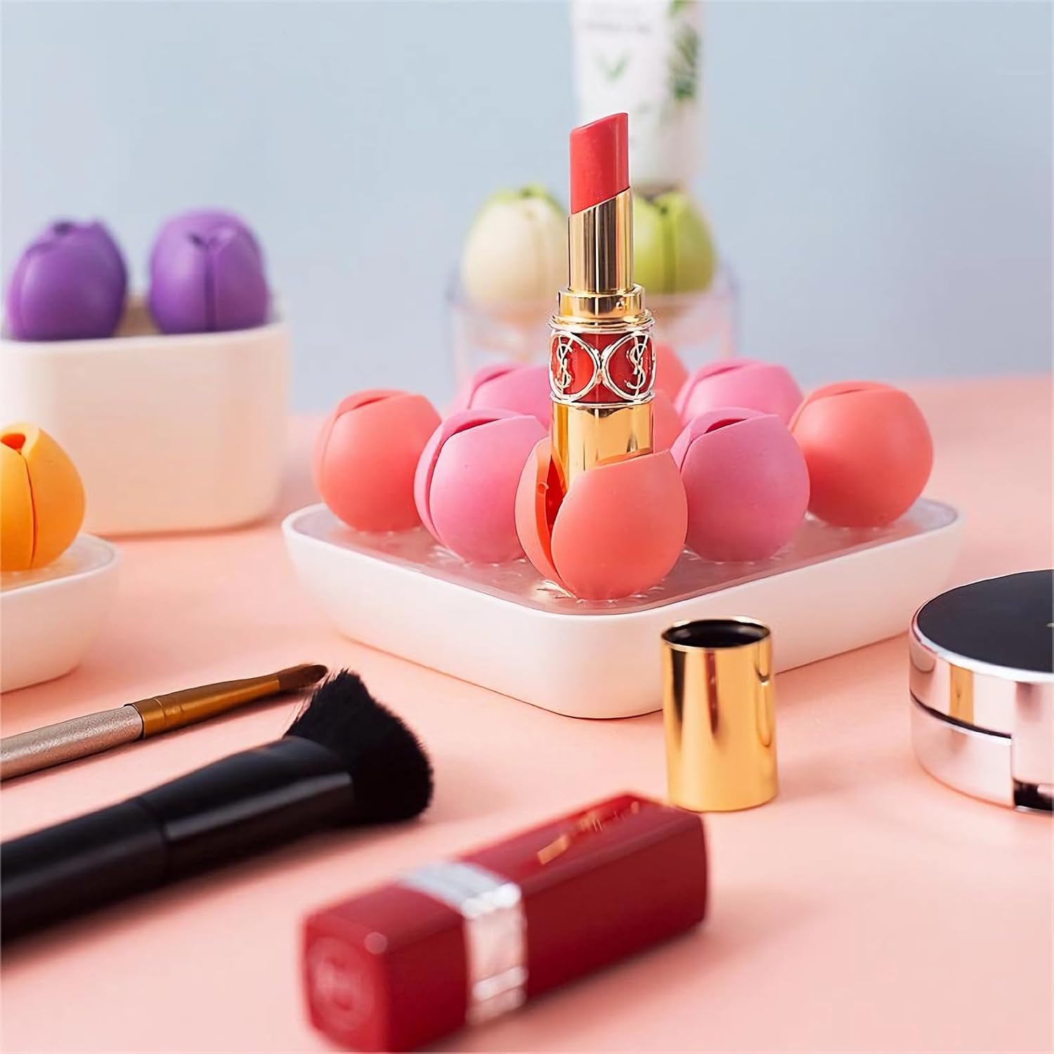 ACUDUDOMA Flower Cosmetic Display Case for Lipstick Organizer Pink