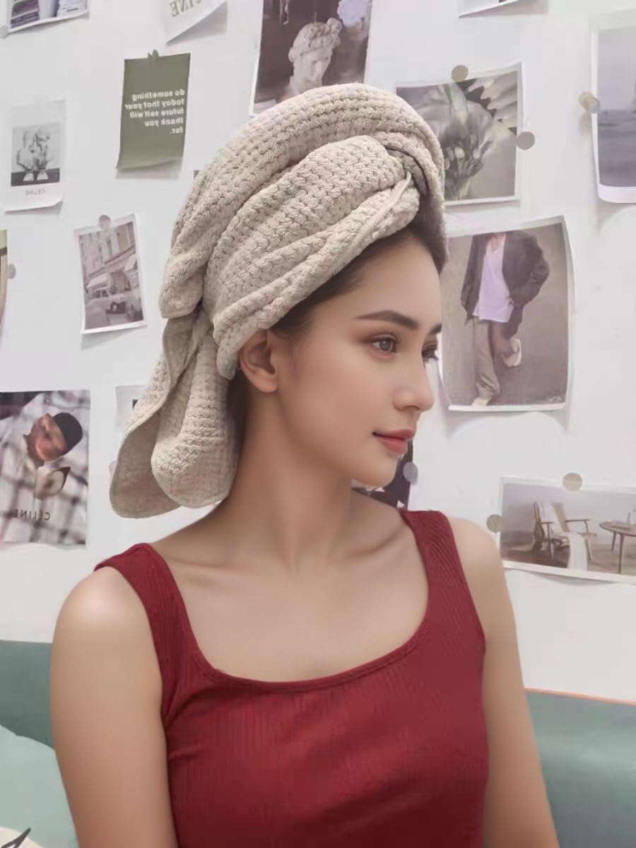 Large Microfiber Hair Towel with Spa Headband and Wristbands Set