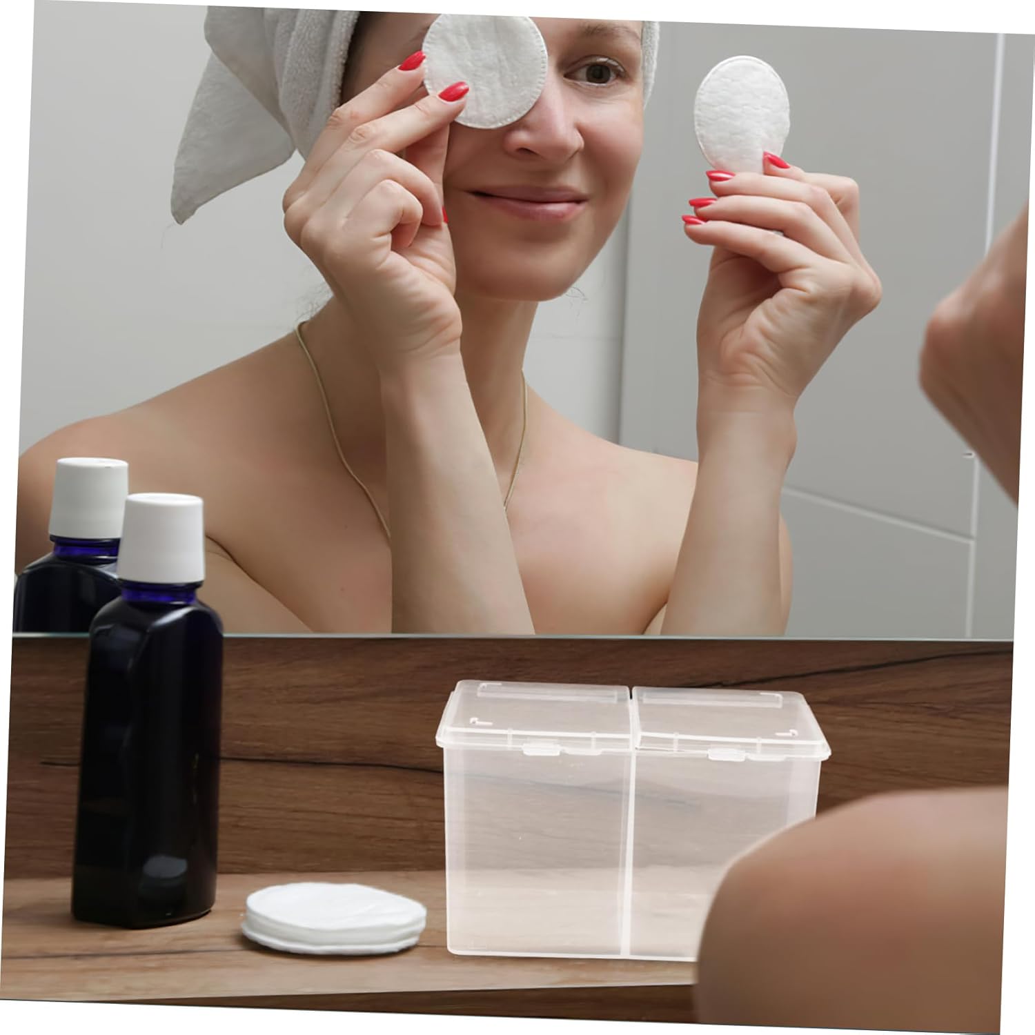 TOVINANNA Plastic Cotton Pads Storage Box