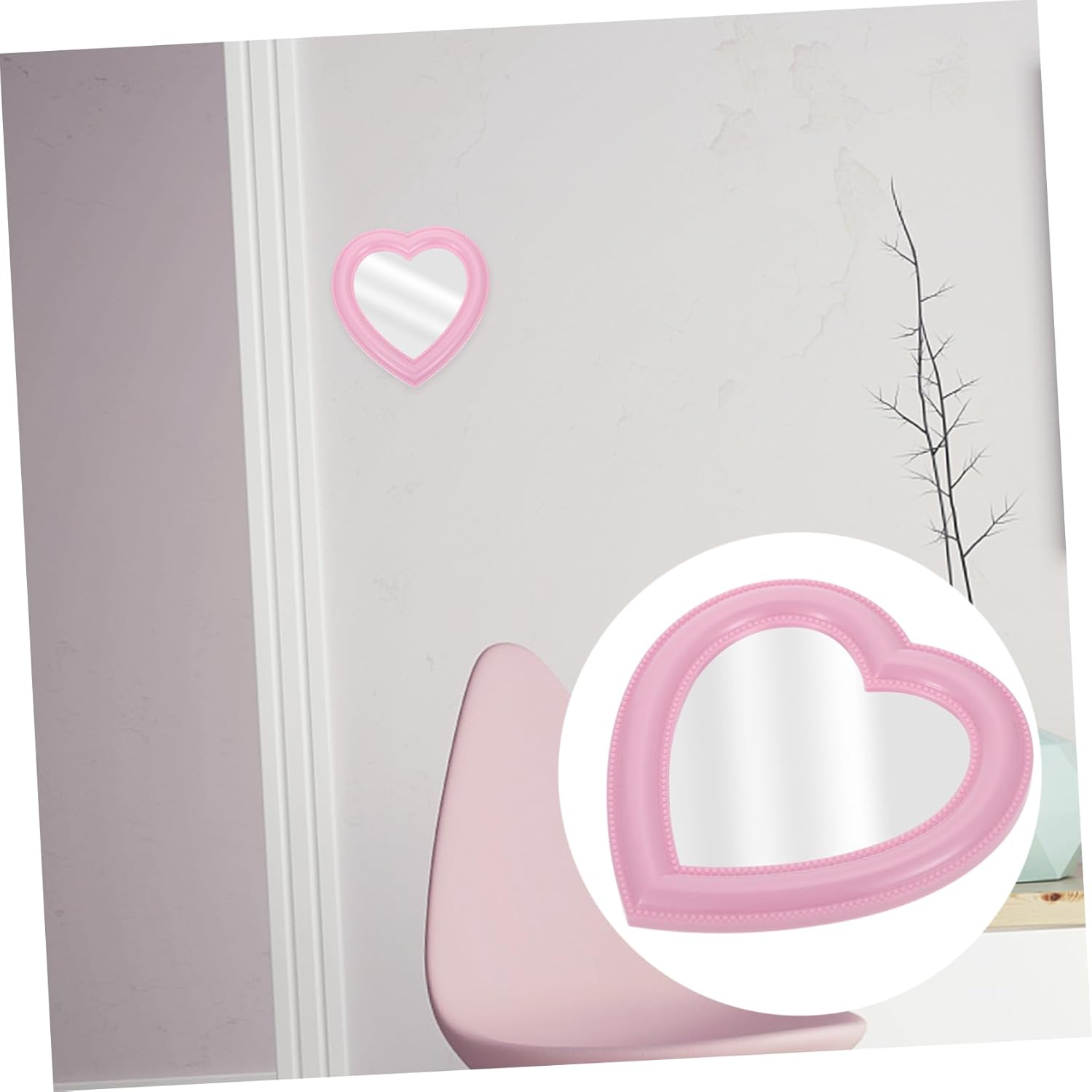 PRETYZOOM Heart Shaped Desktop Makeup Mirror Dual Use Wall Mounted