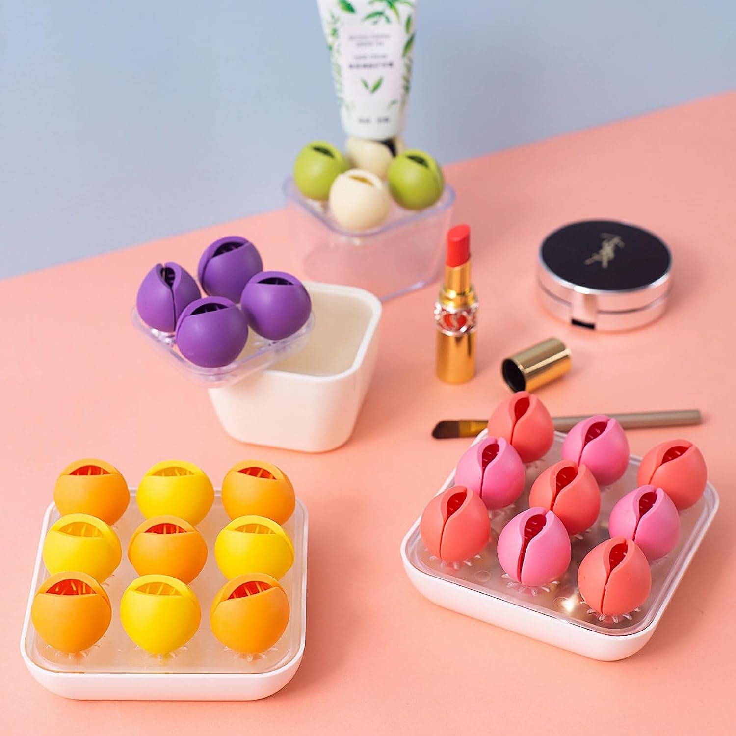 ACUDUDOMA Flower Cosmetic Display Case for Lipstick Organizer Pink