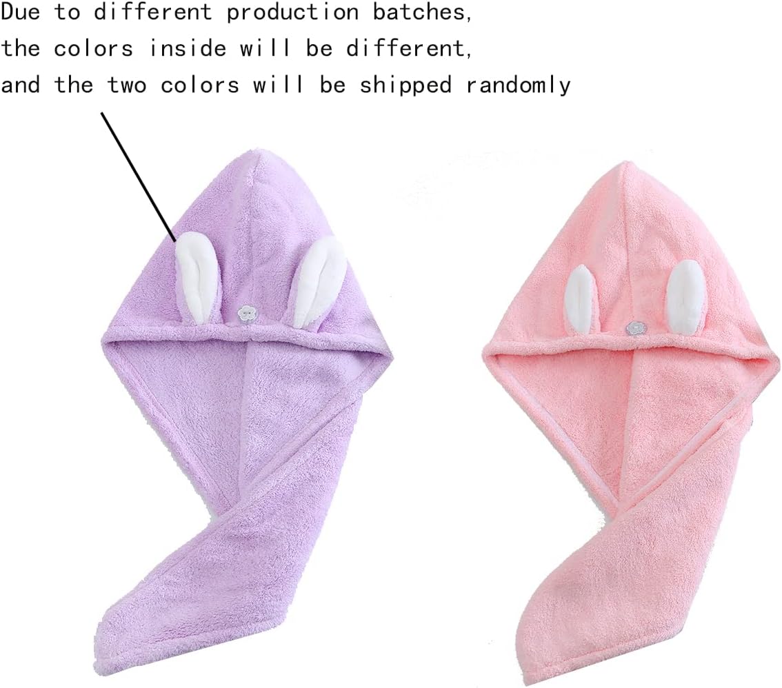 Hair Towel Wrap with Button 2 Pack Microfiber Drying Towel