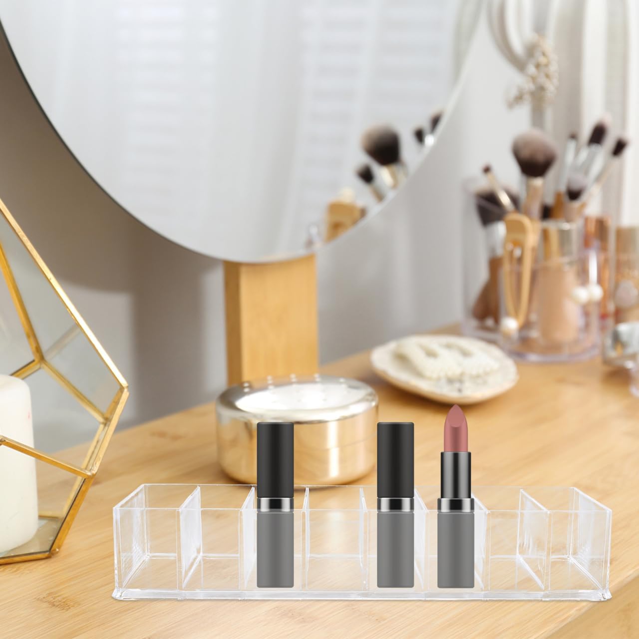 LALAFINA Acrylic Cosmetic Display Case with 8 Storage Spaces 1