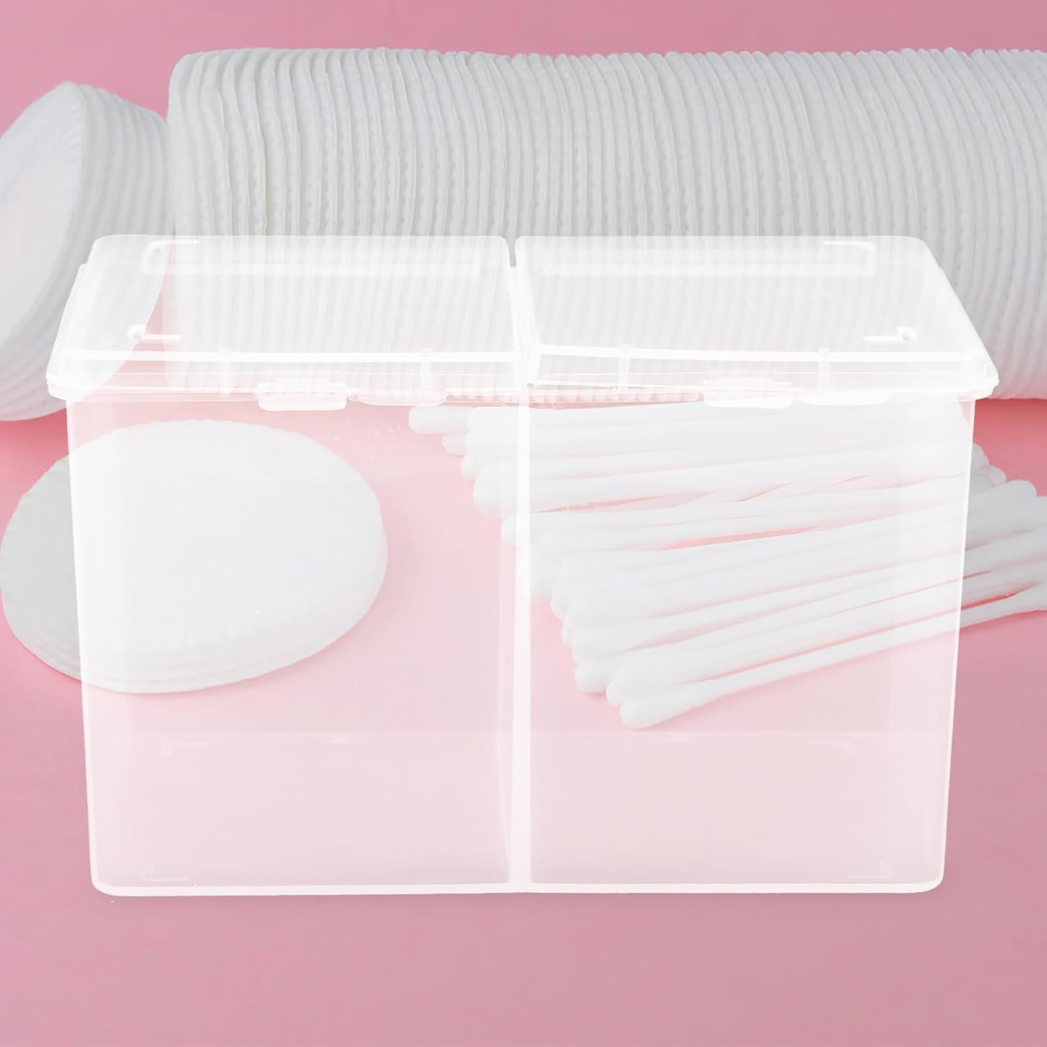 SHERCHPRY Cotton Pads Box Organizer with Compartment Design