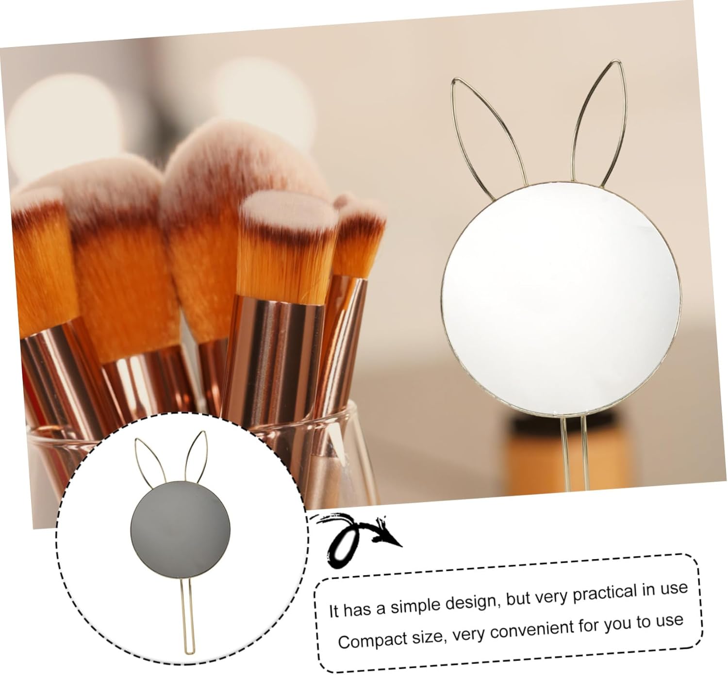 Healvian Wall Mounted Bunny Ear Makeup Mirror 1