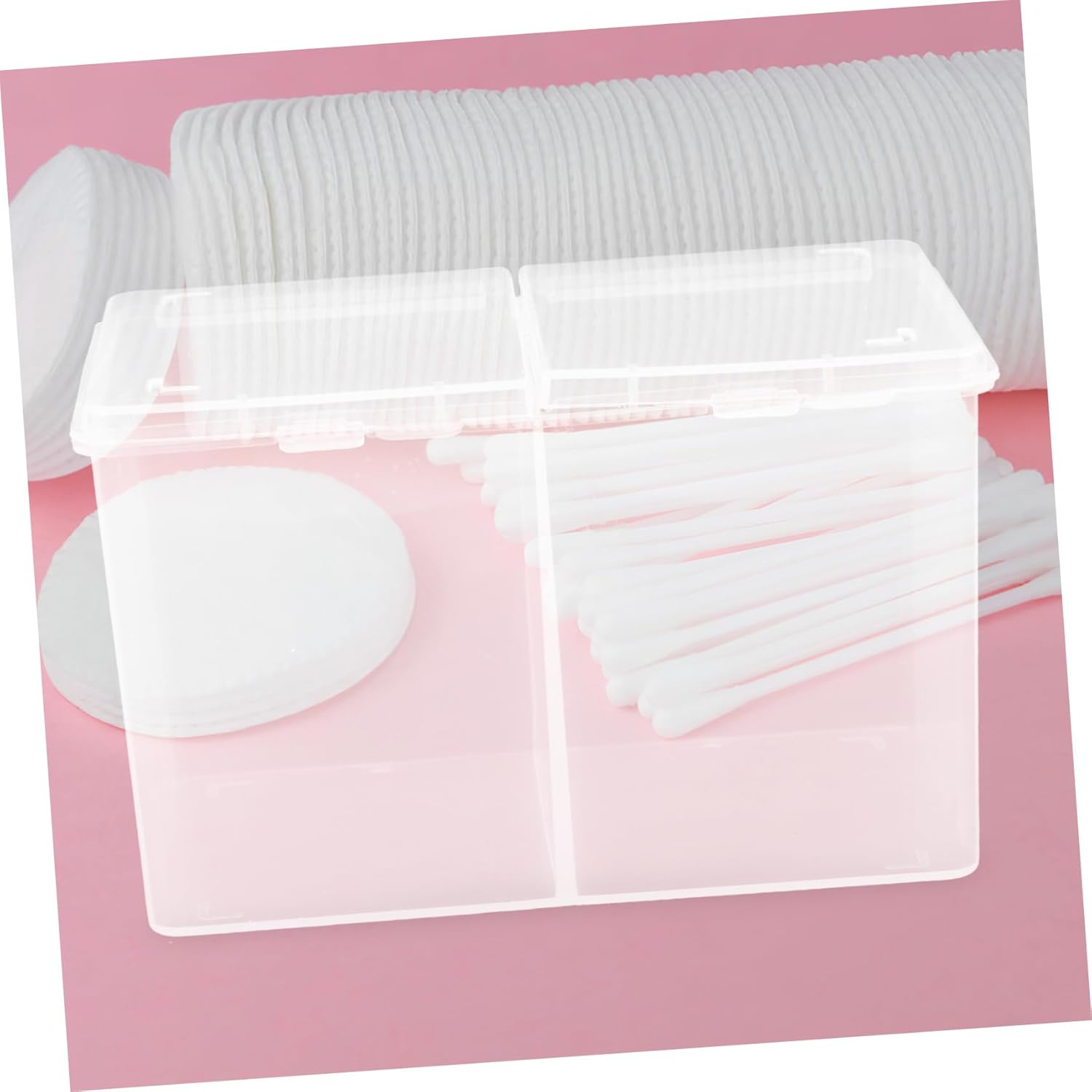PACKOVE Cotton Pads Storage Box with Compartment Design