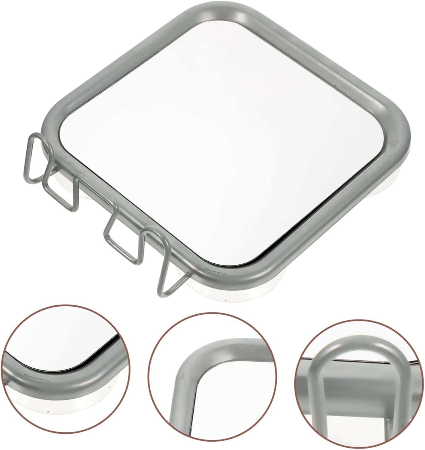 Fogless Shower Mirror with Suction Cups and Hook 1