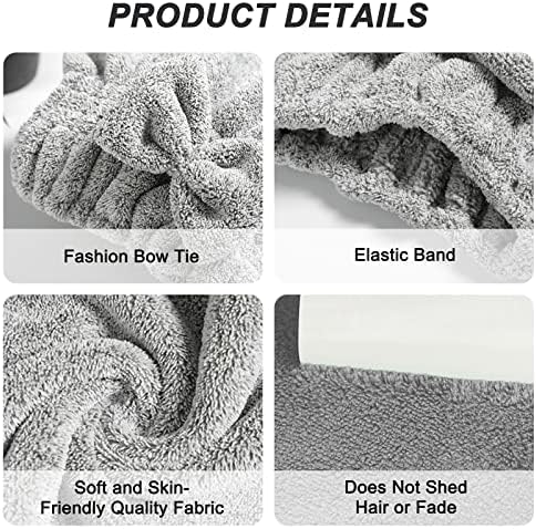 2 Pack Microfiber Towel Caps with 2 Combs for Curly Hair