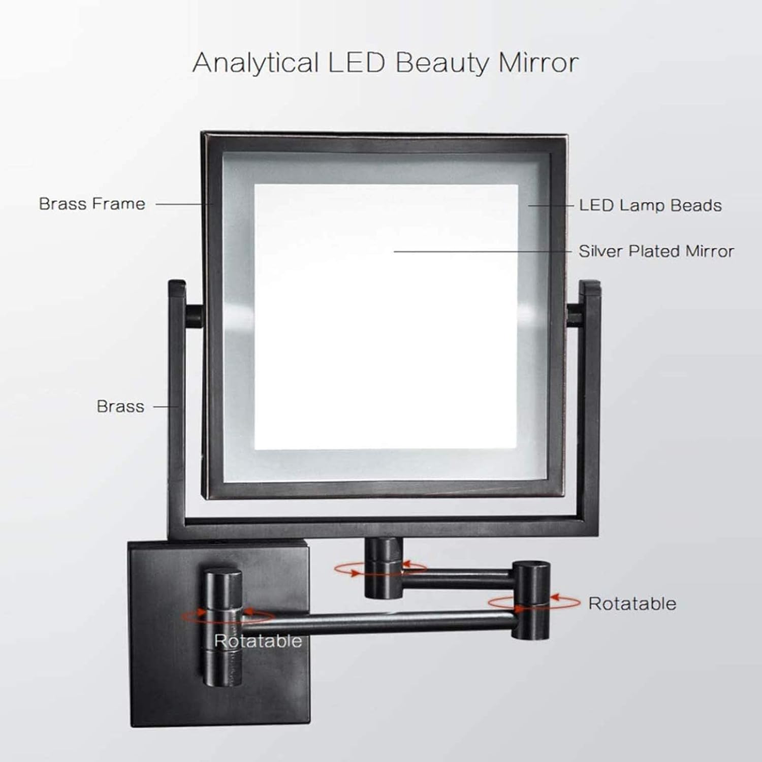 DEIHGE 8 Inch LED Wall-Mounted Makeup Mirror with 3X Magnifying