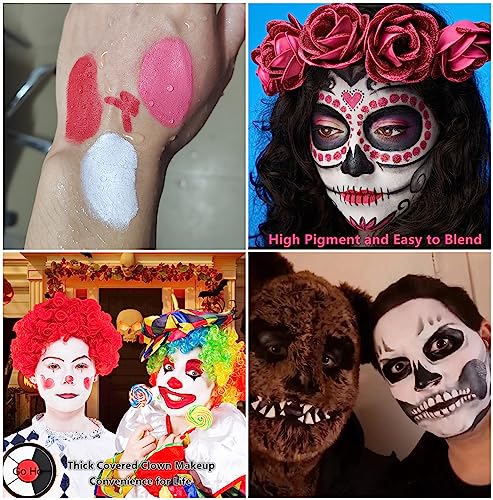 Go Ho 3-in-1 Clown Face Paint Set for Halloween