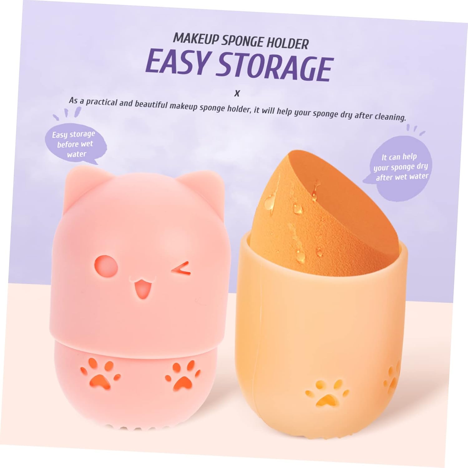 SAFIGLE Cosmetic Sponge Holder Case Organizer