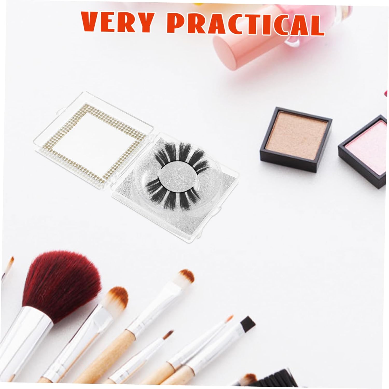 2pcs Rhinestone Eyelash Storage Box Stylish Case for Travel 1