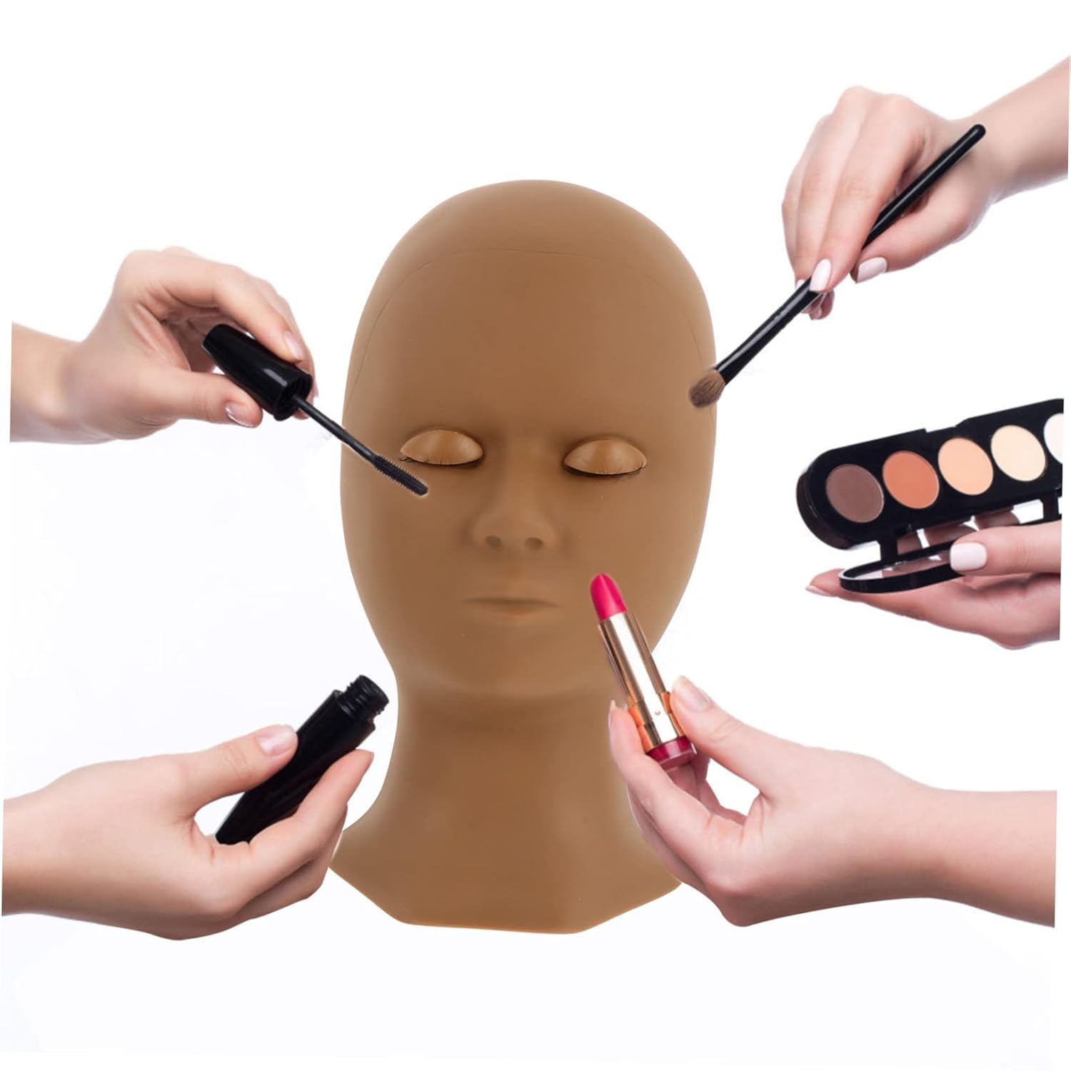 Ipetboom Makeup Practice Face Replaceable Eyelids Lash Head Mold