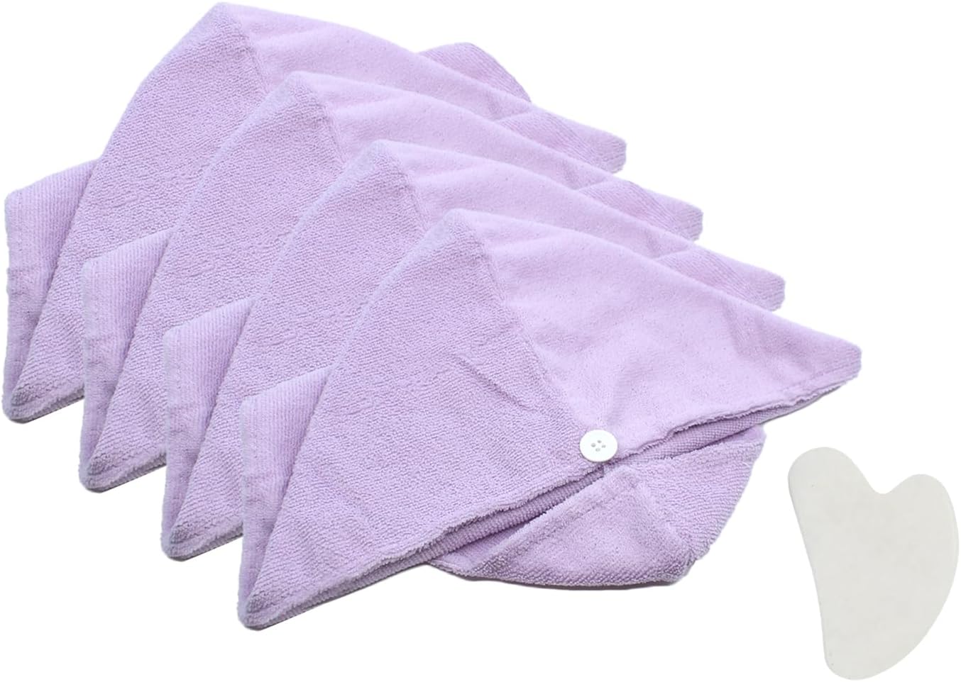 Earth I Purple Microfiber Hair Towel 4 Pack 1 Face Stone Gua Sha
